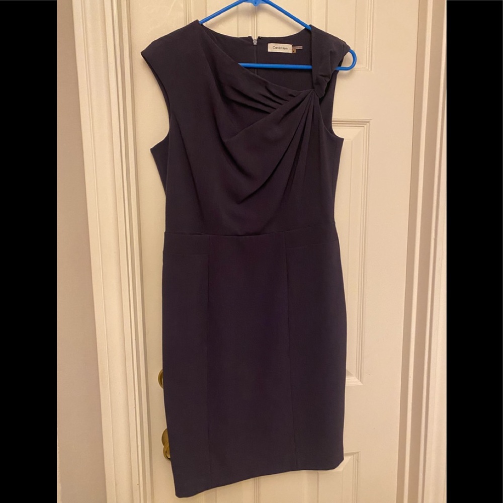 Calvin Klein size 6 purple fitted work dress